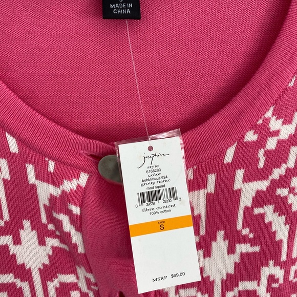 NWT Josephine pink and white cotton cardigan S - Picture 3 of 8